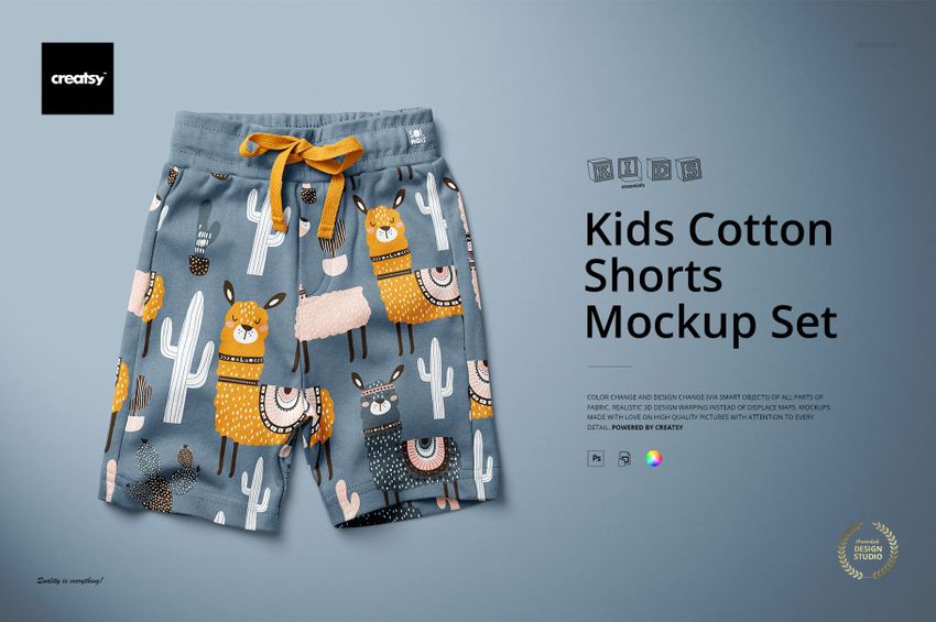 Kids Cotton Shorts Mockup Set (17/KEv.1) - mockup screenshot 1
