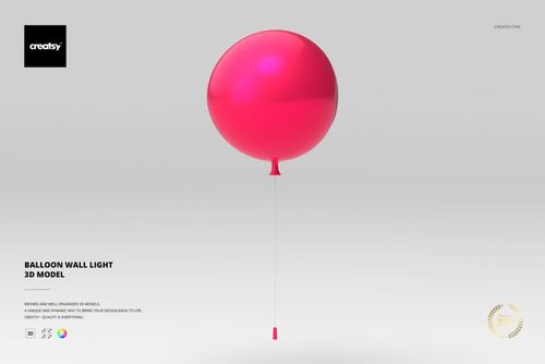 Front view of a pink balloon-shaped wall light with a glossy surface, set against a plain white background.