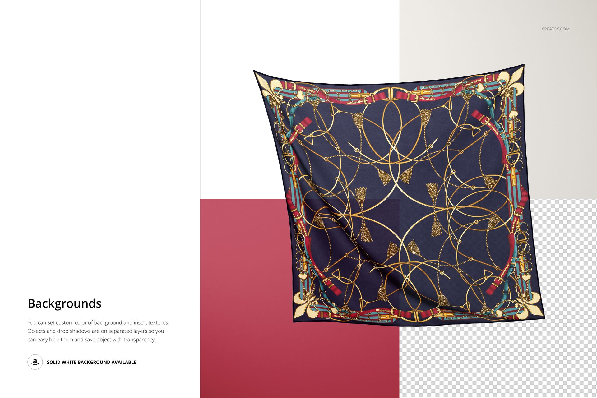 Square Chiffon Silk Scarf Mockup - mockup screenshot 5