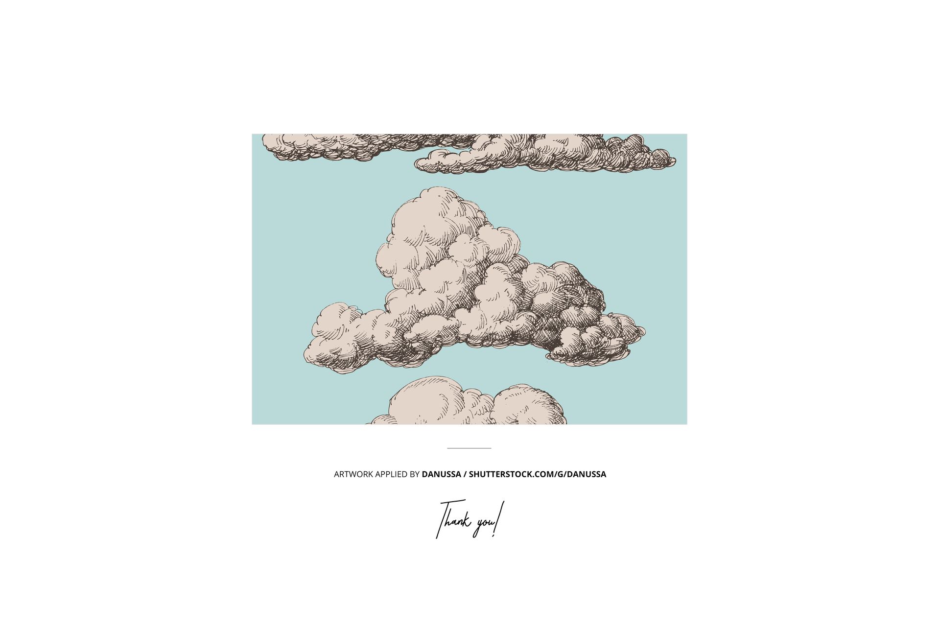 Front view of a cotton wick candle and matching box mockup, both featuring a vintage cloud illustration on a blue background.