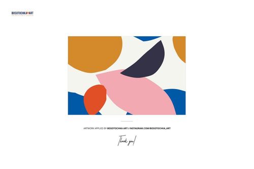 Abstract lounge chair mockup featuring bold shapes in blue, orange, pink, and black, shown from a front view.