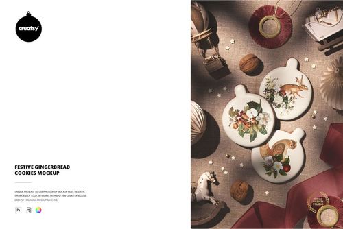 Festive Gingerbread Cookies Mockup - mockup preview 1