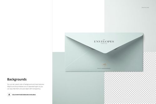 DL envelope mockup displayed from a top view on a light background, featuring a closed flap and minimal text.