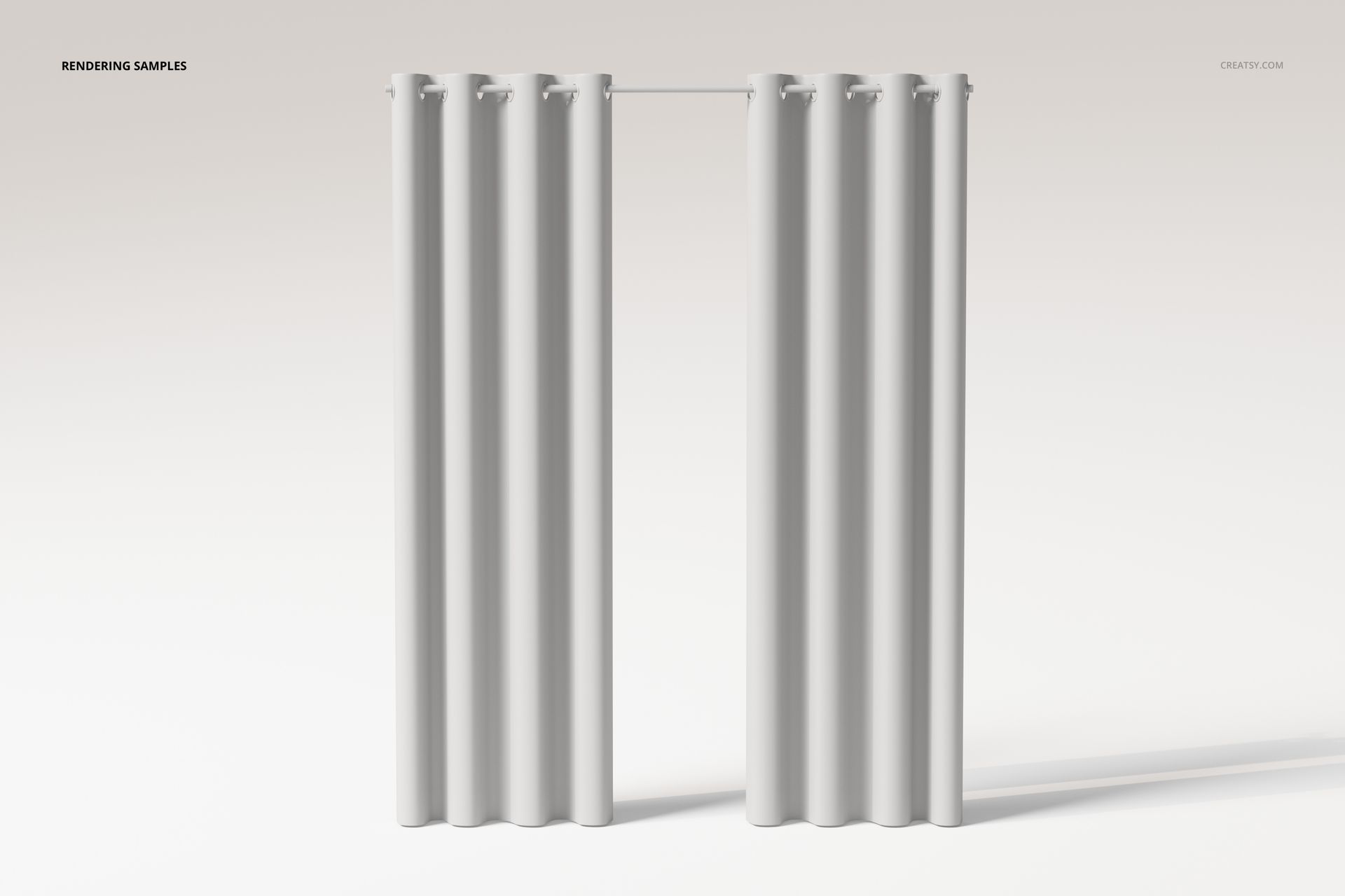 Single panel eyelet curtains in solid white fabric, shown hanging from a rod, front view against a neutral background.