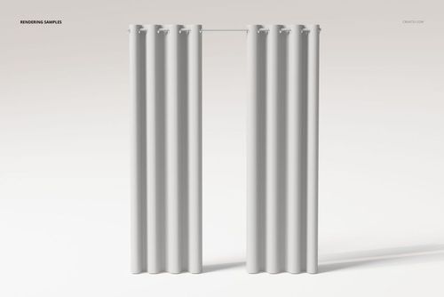 Single panel eyelet curtains in solid white fabric, shown hanging from a rod, front view against a neutral background.