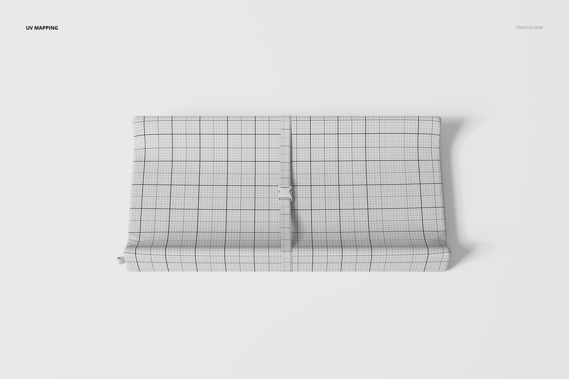 Contoured changing pad 3D model shown from a top view with a grid pattern texture on a plain white background.