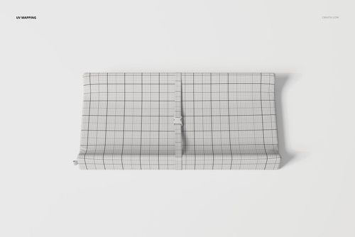 Contoured changing pad 3D model shown from a top view with a grid pattern texture on a plain white background.