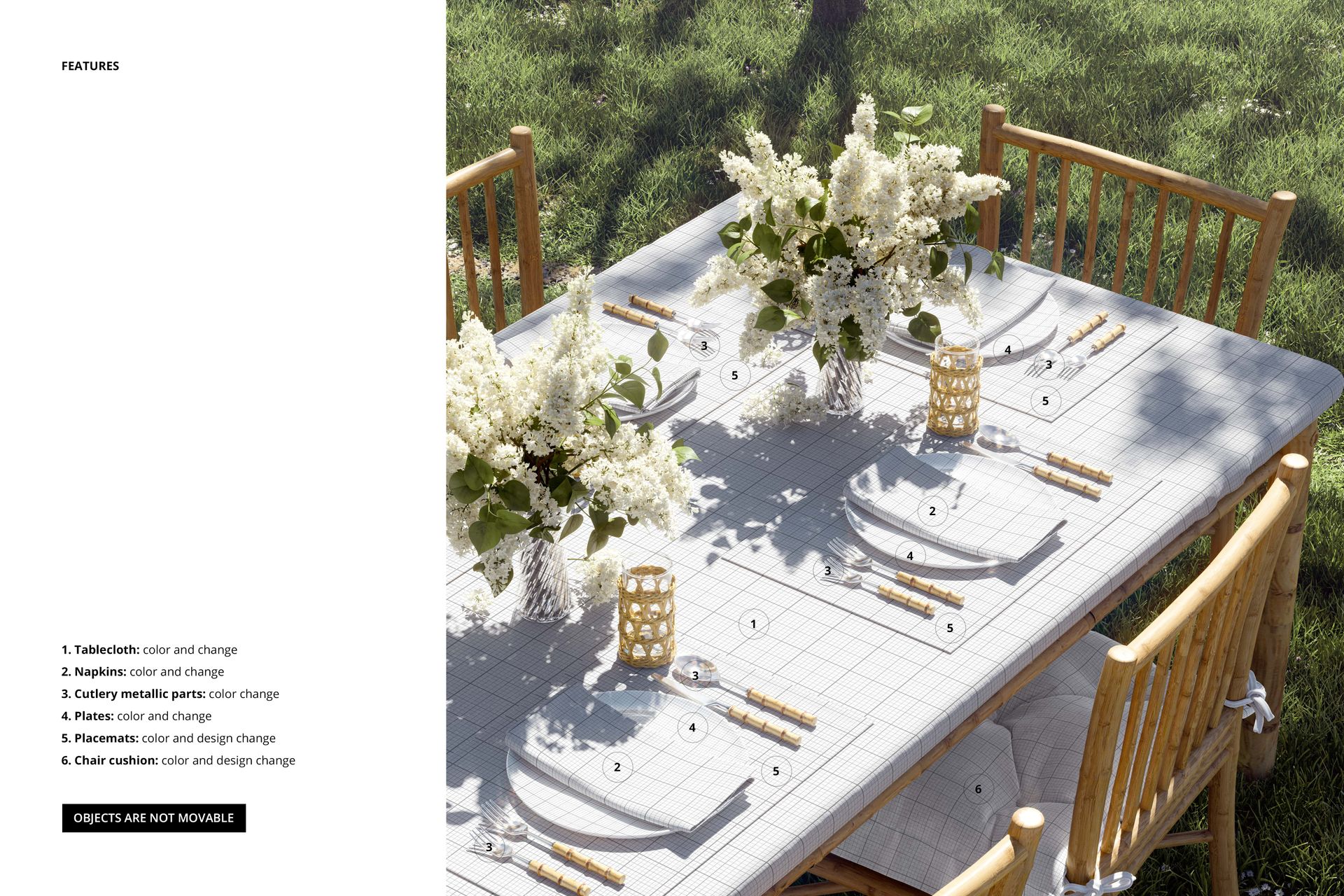 Tablecloth Napkins Placemat Mockup - Table Setup in Garden - mockup screenshot 3