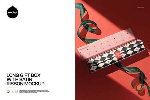 Long Gift Box with Satin Ribbon Mockup - mockup preview 1