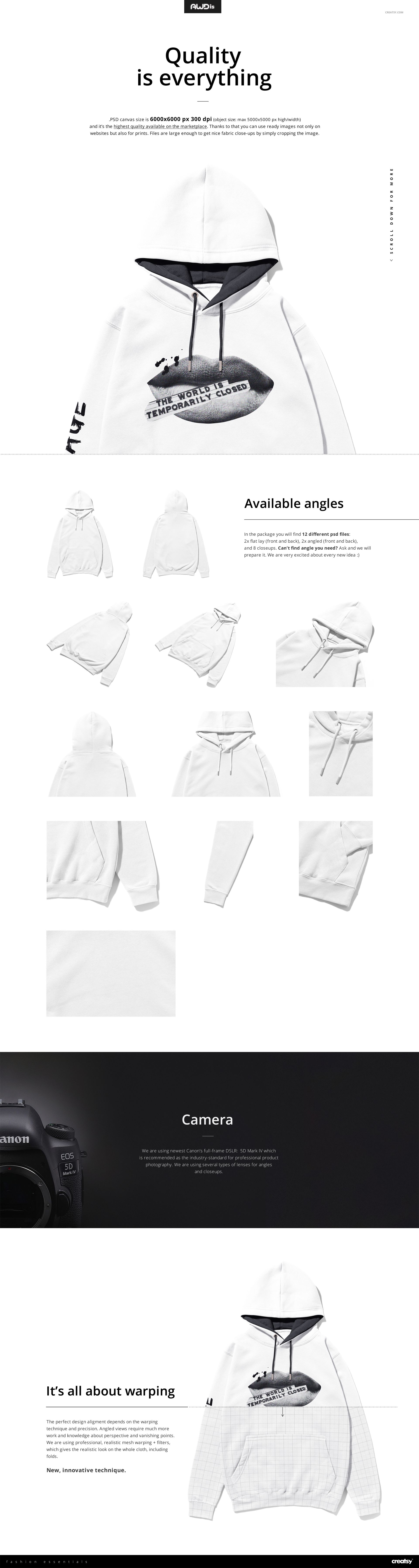 Front view of a white adult hoodie mockup with a zipper, displayed flat with a pair of gray sneakers placed on top.