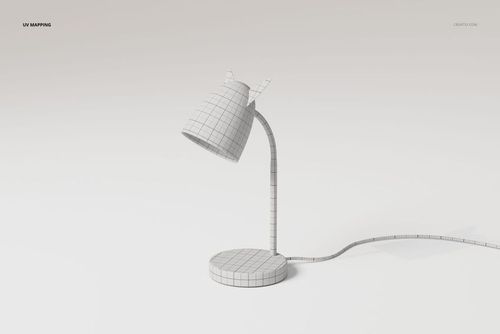 3D model of a kids desk lamp with cat ear details, shown in a wireframe view on a plain white background.