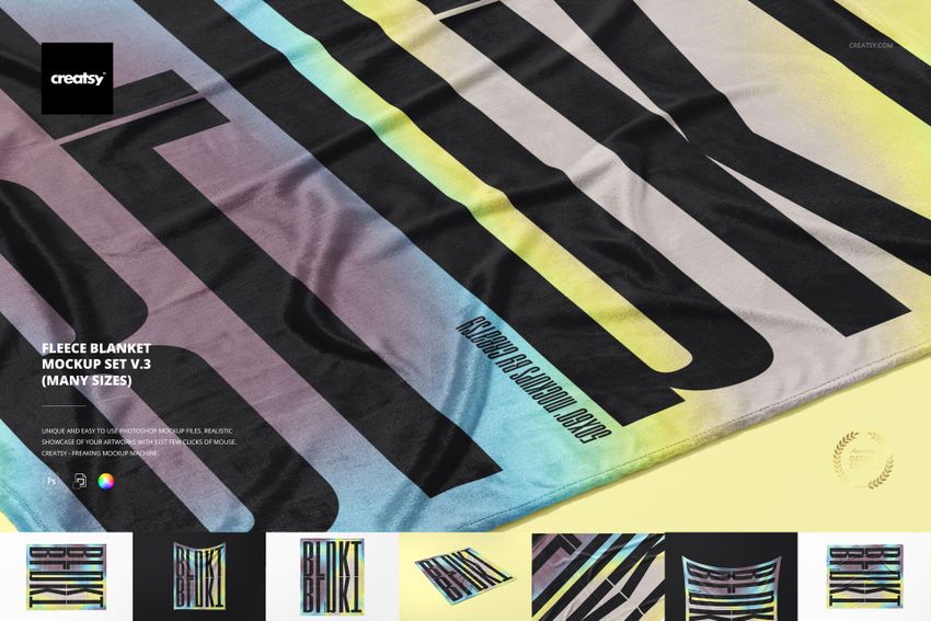 Fleece Blanket Mockup Set v.3 (many sizes) - mockup screenshot 1