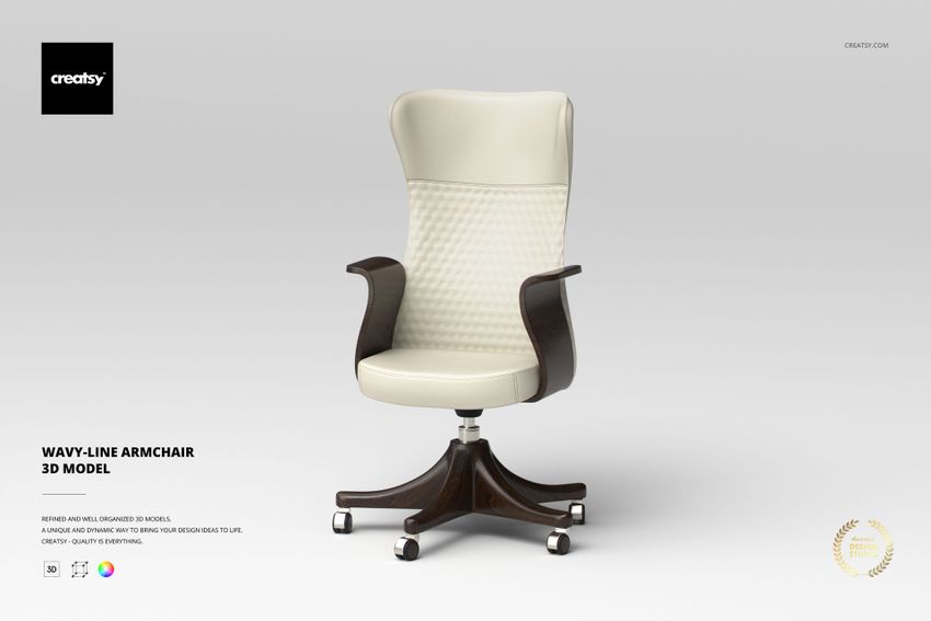 Wavy-Line Armchair 3D Model - mockup screenshot 1