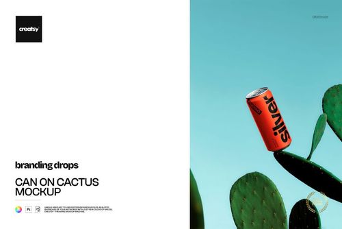 Can on Cactus Mockup - mockup preview 1
