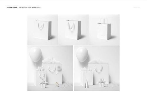 Paper gift bags mockup set featuring various bag sizes, festive accessories, and celebration items in a bright scene.