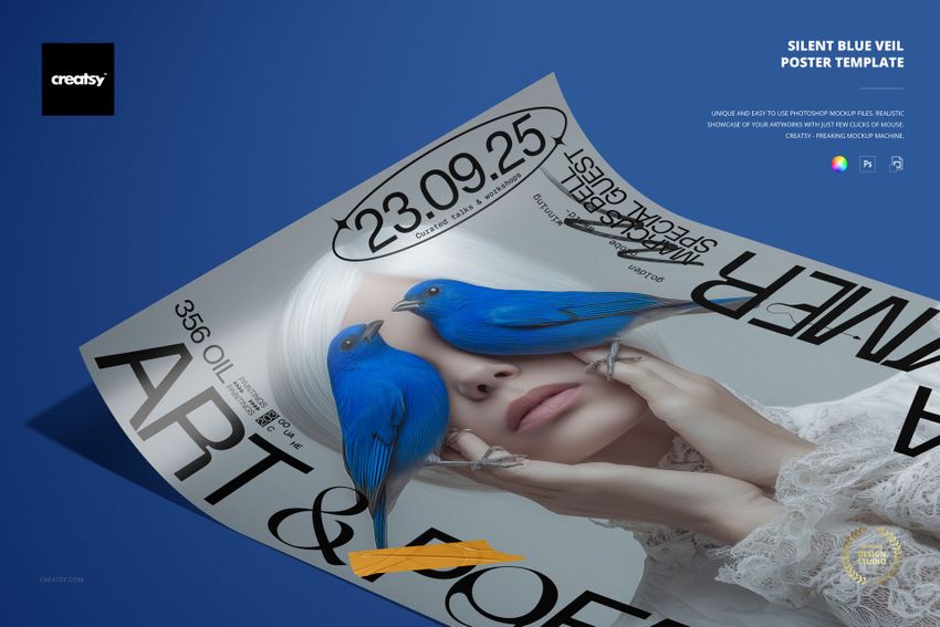 Silent Blue Veil Poster Template - mockup screenshot 1