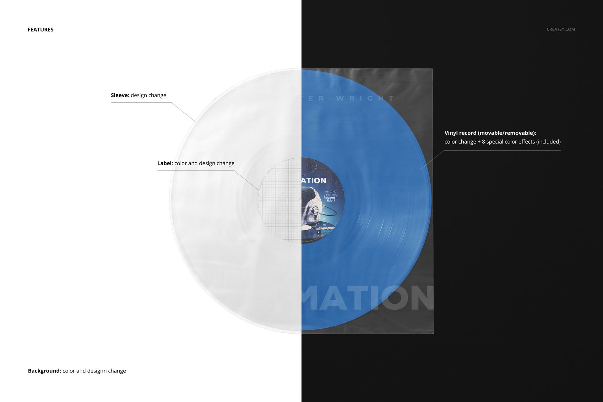 Vinyl Record Round Bottom Sleeve Mockup - mockup screenshot 2