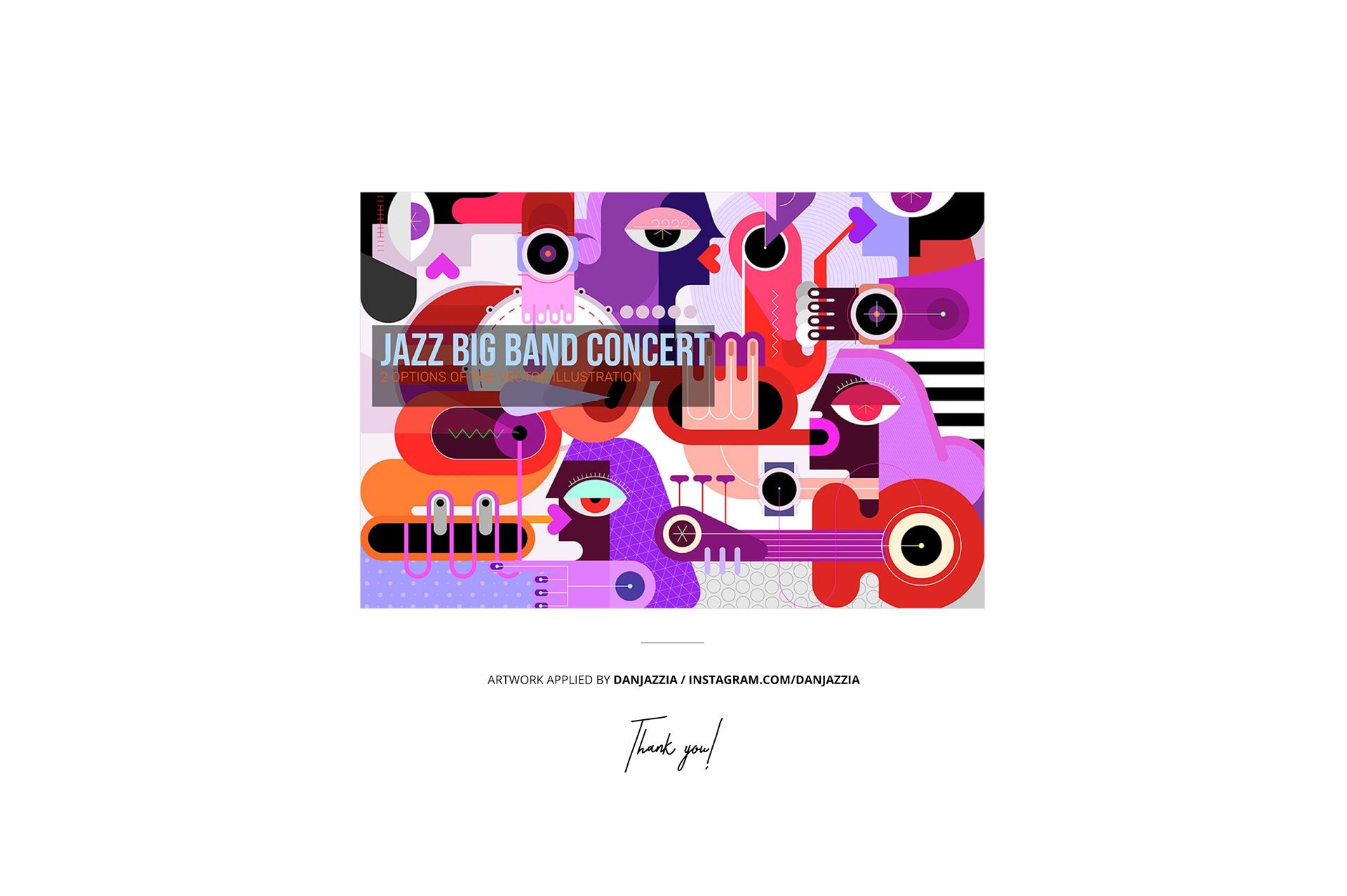 Heart-shaped jigsaw puzzle mockup with colorful abstract artwork featuring geometric shapes and musical motifs, top view.