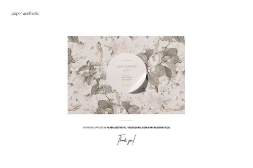 Lamp shade mockup with a 30cm diameter and 21cm height, featuring a floral pattern in muted tones, displayed from the front.