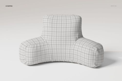 Front view of a reading pillow with a grid pattern, featuring a light fabric texture on a plain background.