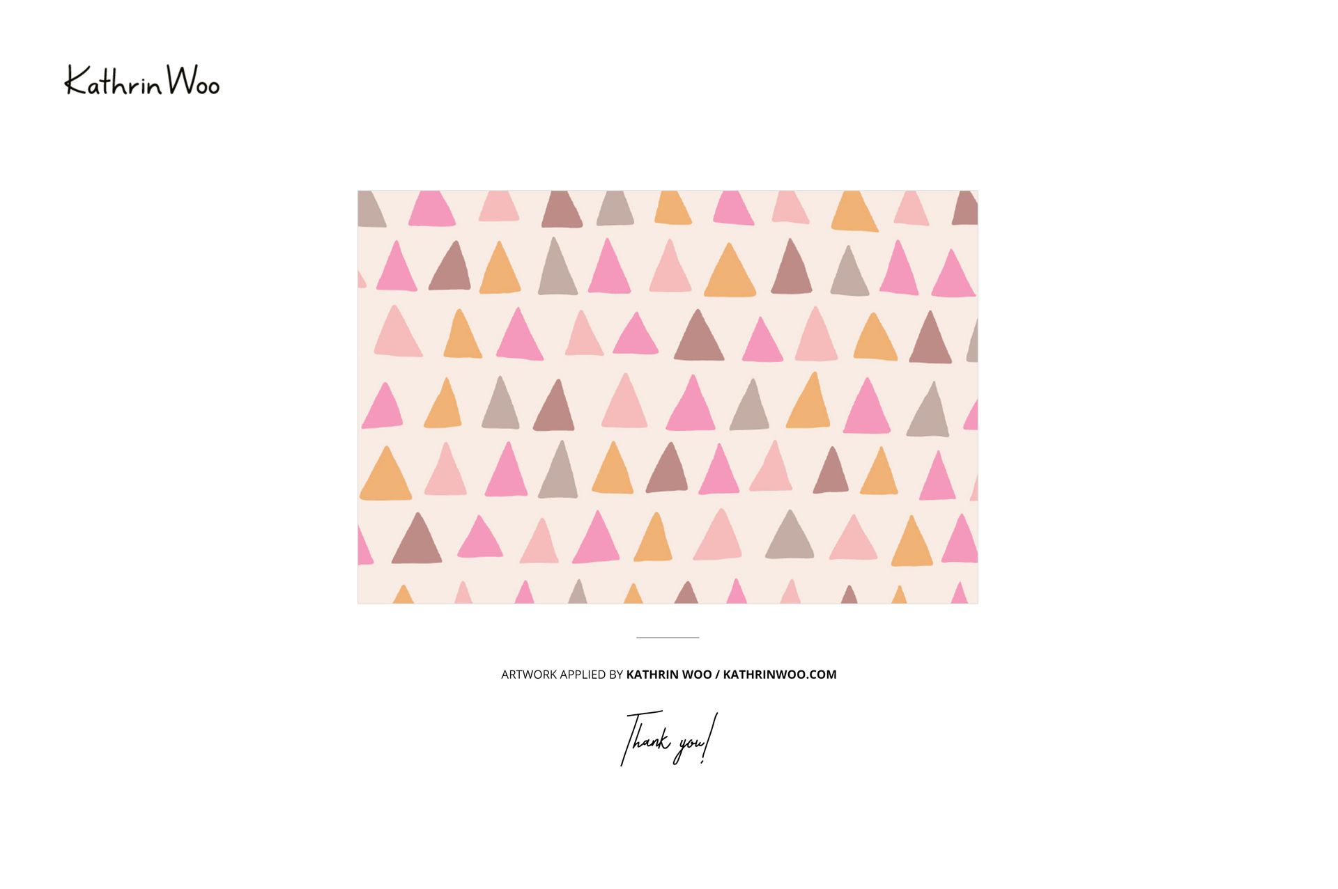Top view of jersey fabric mockup featuring a repeating pattern of pastel-colored triangles on a light background.