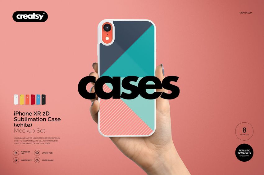 iPhone XR 2D Case (white) Mockup Set - mockup screenshot 1
