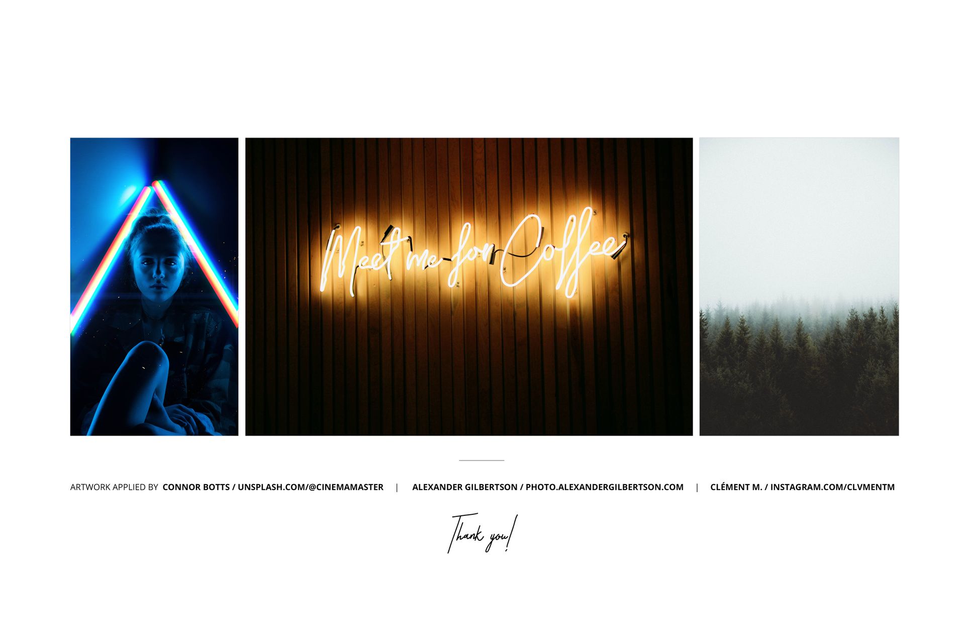 Aluminum metal print mockup displaying three rectangular prints with different artwork, shown in a front view on a white background.