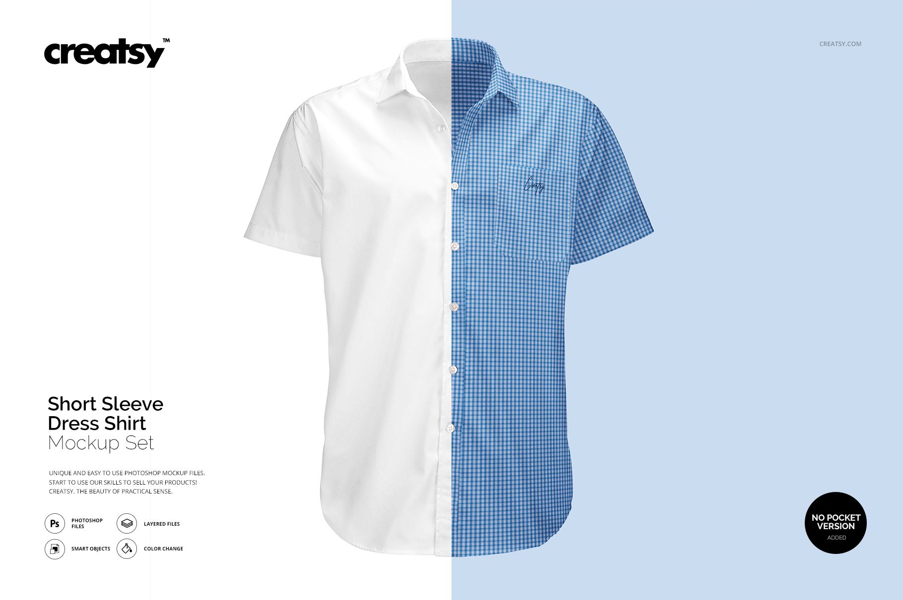 Short Sleeve Dress Shirt Mockup | Creatsy®, image size:1820x1211