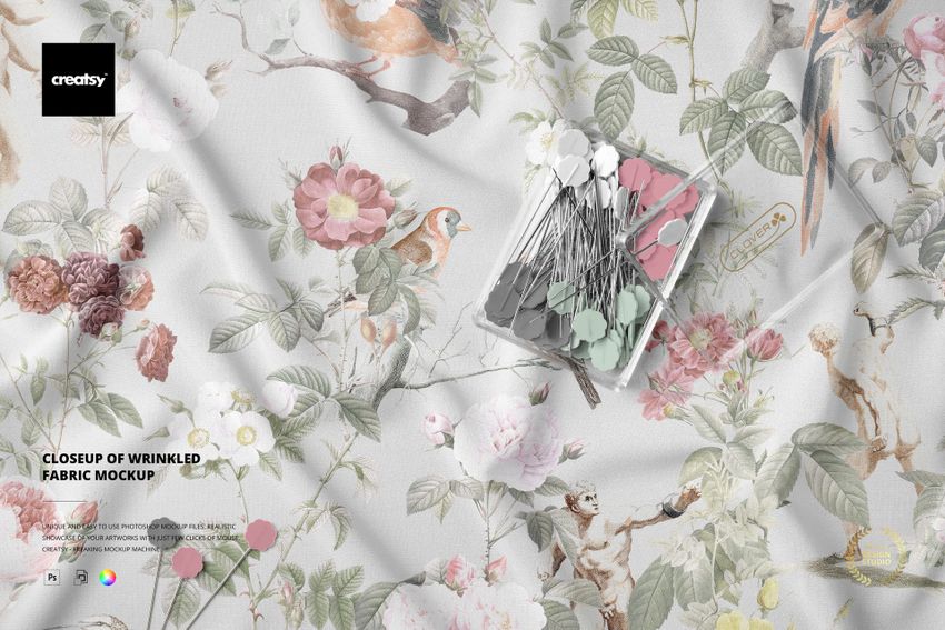 Closeup of Wrinkled Fabric Mockup - mockup screenshot 1