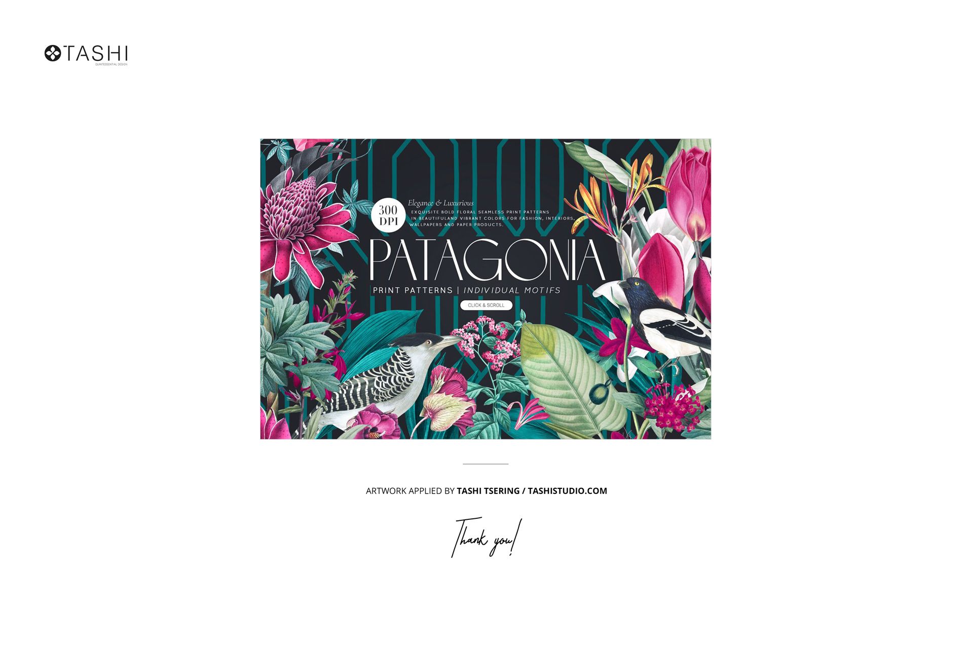 PSD mockup of fabric swatches with detailed flowers and birds, placed on a natural stone wall, frontal perspective.