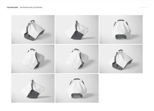 Baby car seat canopy with dot minky cover shown in nine different angles on a white background, PSD mockup set.