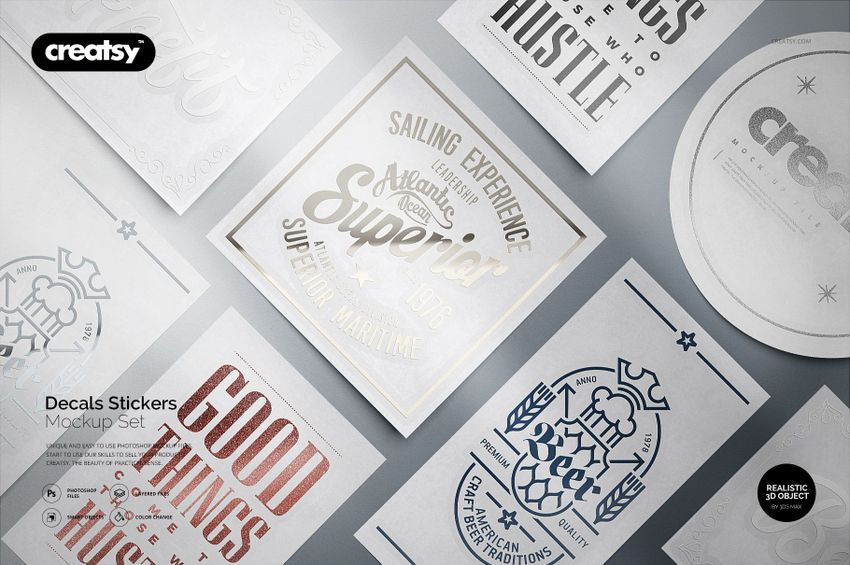 Decals Stickers Mockup Set - mockup screenshot 1