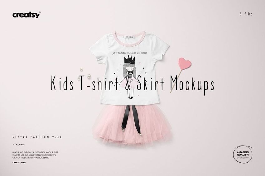 Girls T-shirt & Skirt Mockup Set (43/LFv.1) - mockup screenshot 1