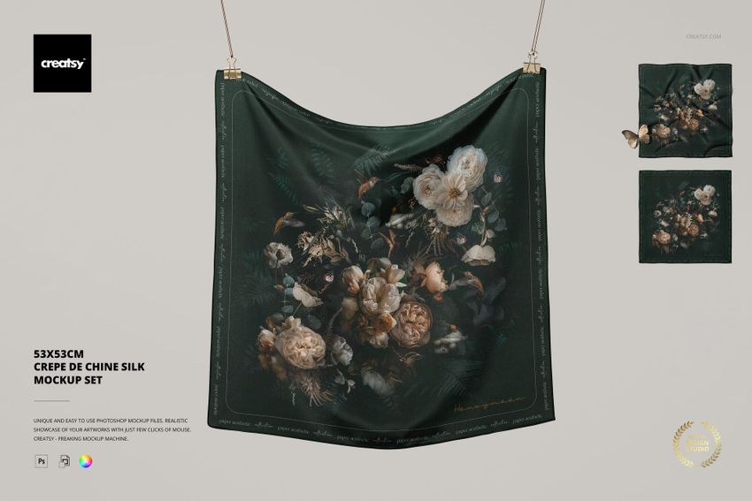 53x53cm Crepe de Chine Silk Mockup Set - mockup screenshot 1