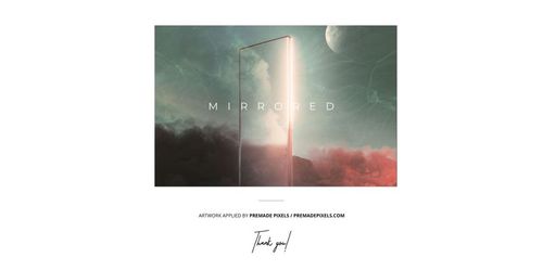 PSD mockup showing a colored vinyl record in its sleeve beside an album cover with space-themed design, viewed from above.