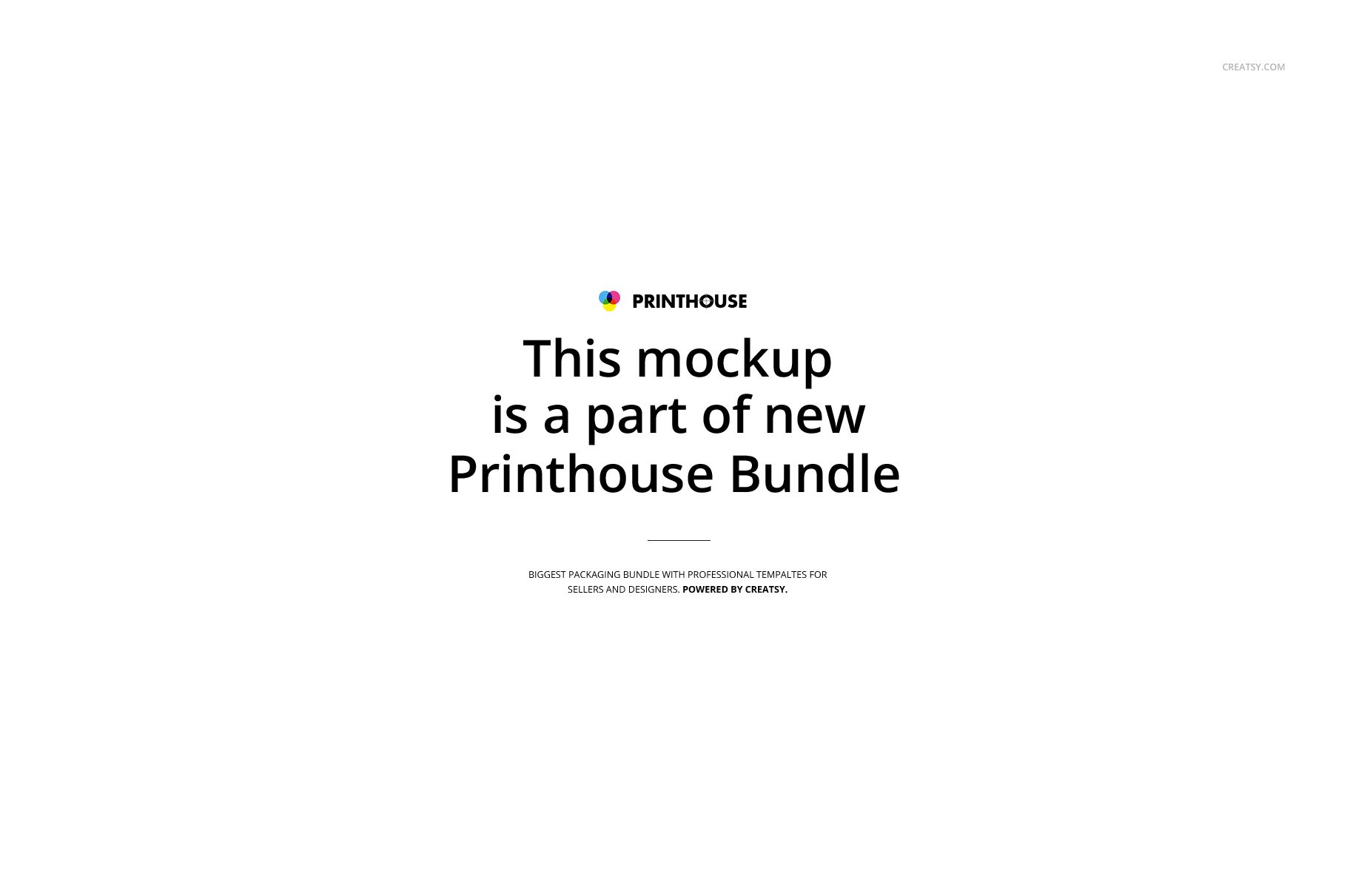 Centered text on a white background stating the mockup is part of a new Printhouse Bundle, with a small colorful logo above.