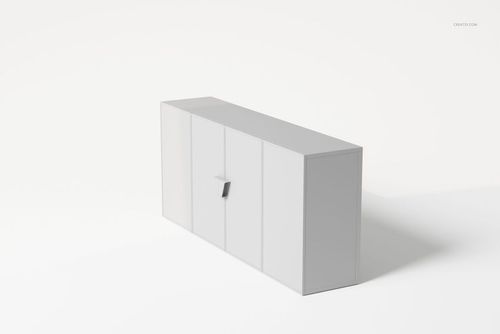 Four-door sideboard in a minimalist design, shown from a front angle on a plain white background.