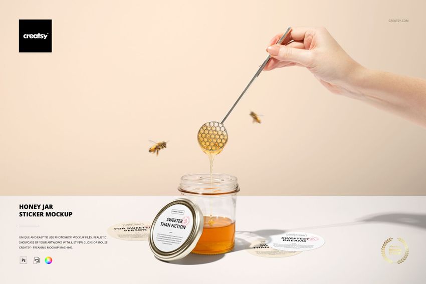 Honey Jar Sticker Mockup - mockup screenshot 1