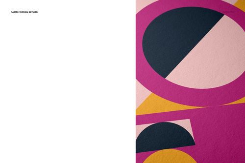 A3 fine art print mockup featuring a close-up of geometric shapes in pink, black, and yellow on textured paper.