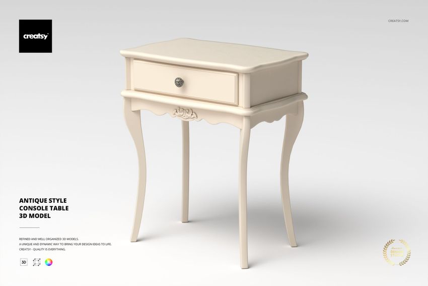 Antique style console table with curved legs and a single drawer, shown in a front angle view on a plain background.