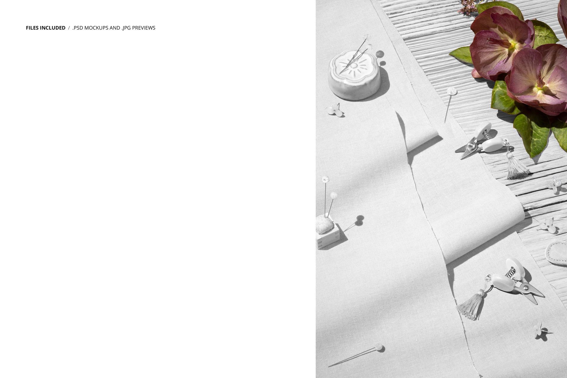 Floral Scene with Cotton Fabrics Mockup - mockup screenshot 2