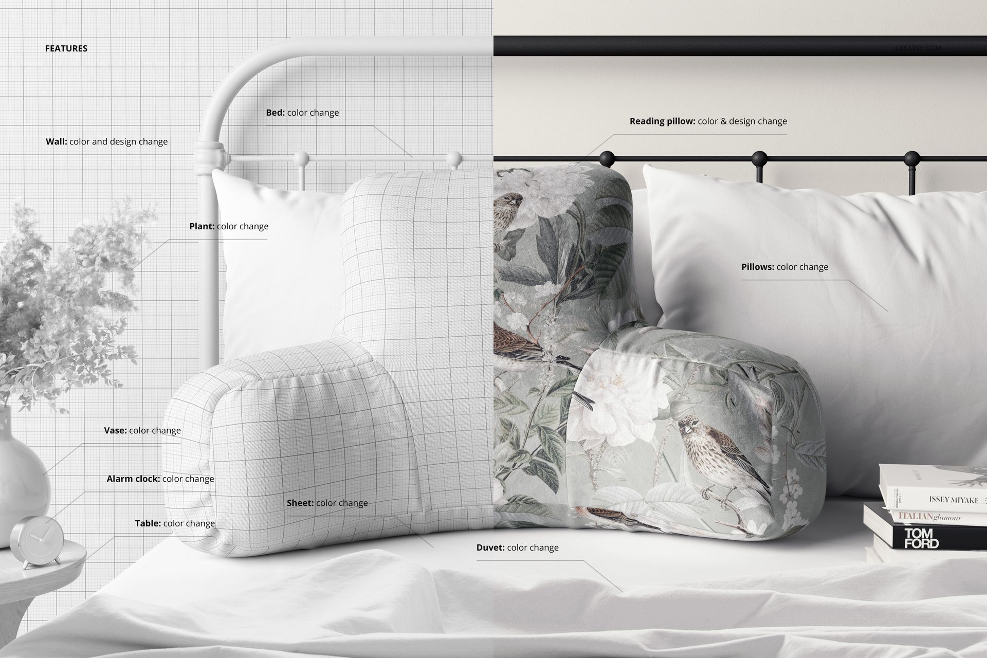 Velvet & Polyester Reading Pillow Mockup Set - mockup screenshot 3