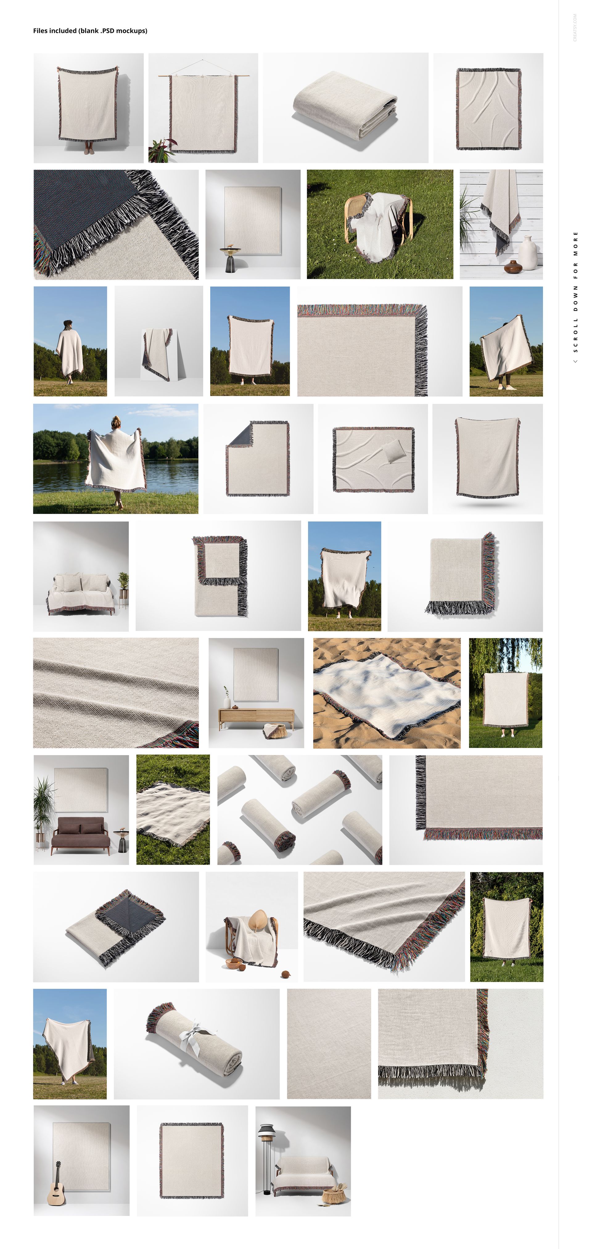 Jacquard Fringed Woven Throw Blanket Mockup Bundle - mockup screenshot 2