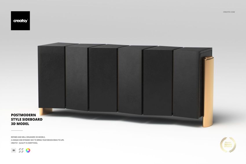Postmodern Style Sideboard 3D Model - mockup screenshot 1
