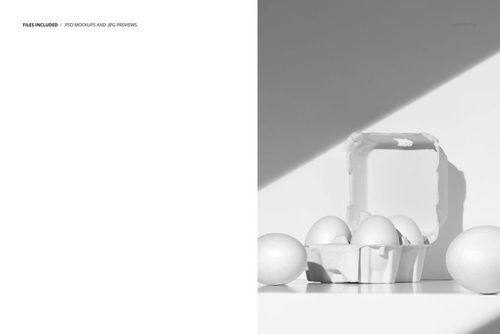 Boxed Easter eggs mockup showing several plain eggs in an open carton, illuminated by angled sunlight.