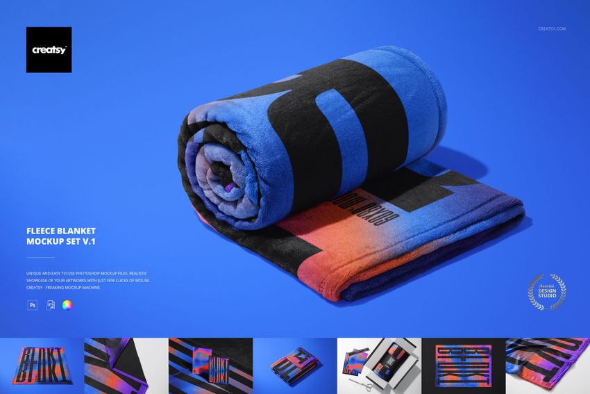 Fleece Blanket Mockup Set v.1 - mockup screenshot 1