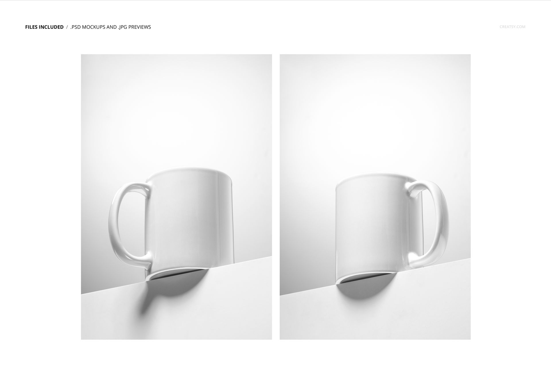 PSD mockup featuring a plain white mug placed on a rectangular block, captured in a clean, bright environment.