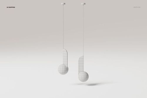 Front view of two globe pendant lights with white spherical shades and vertical rods, suspended against a light background.