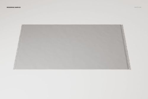 Large rectangular area rug with fringed edges, displayed from a top view on a plain white background.