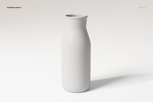 Minimalist bottle vase with a smooth white matte surface, shown from a front angle on a light background.